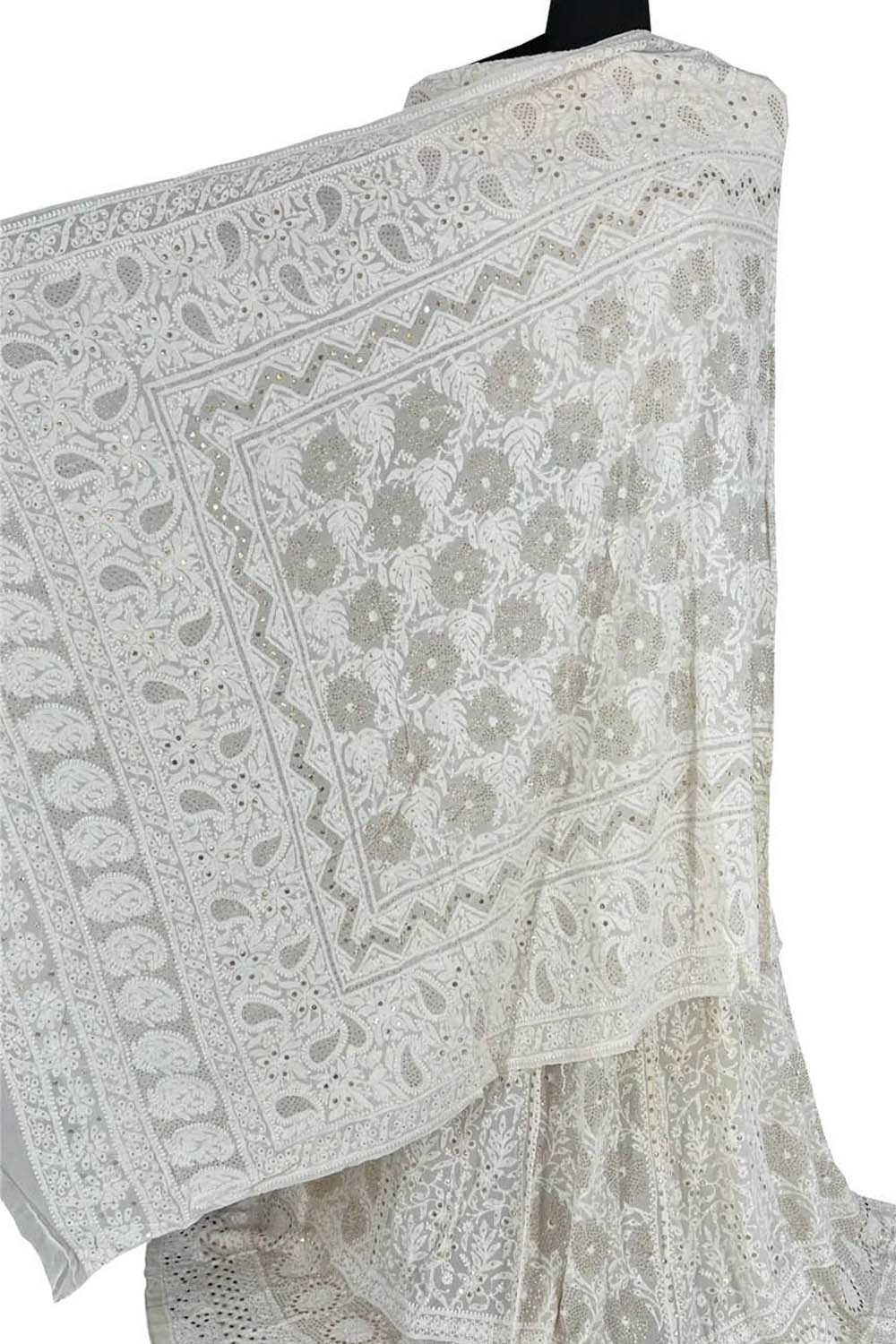 Dazzling Mukaishwork Lehenga Set with Hand Embroidery & Dyeable Georgette Fabric - Luxurion World