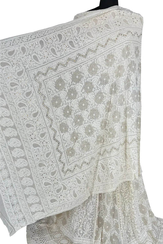 Dazzling Mukaishwork Lehenga Set with Hand Embroidery & Dyeable Georgette Fabric - Luxurion World