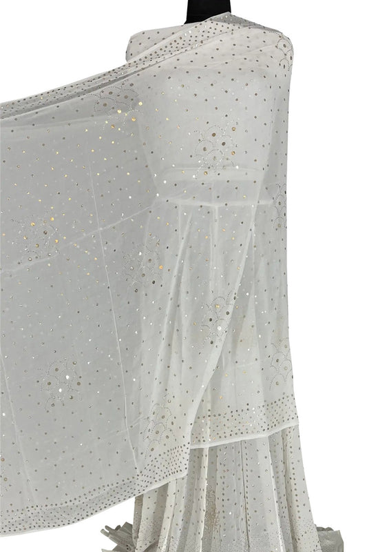 Dazzling Mukaishwork Chikankari Lehenga Set in Pure Georgette - Dyeable Hand Embroidered - Luxurion World