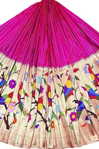 Pink Pure Silk Paithani Handloom Lehenga Fabric - Luxurion World