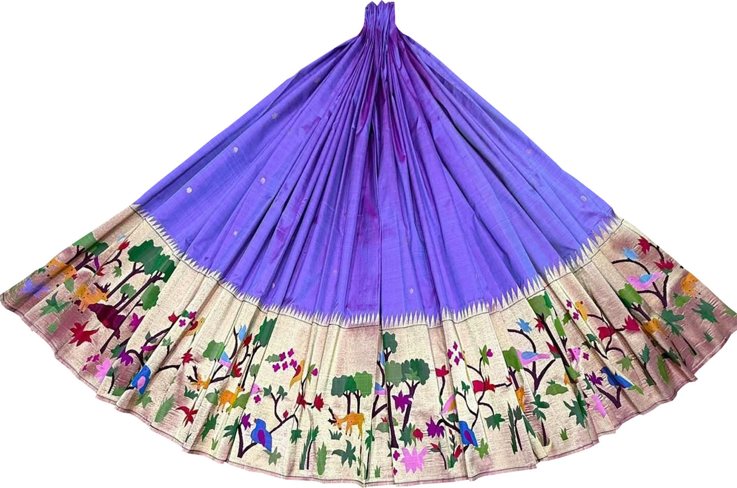 Exquisite Purple Pure Silk Paithani Handloom Lehenga Fabric - Luxurion World