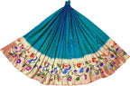 Elegant Blue Pure Silk Paithani Handloom Lehenga Fabric - Luxurion World