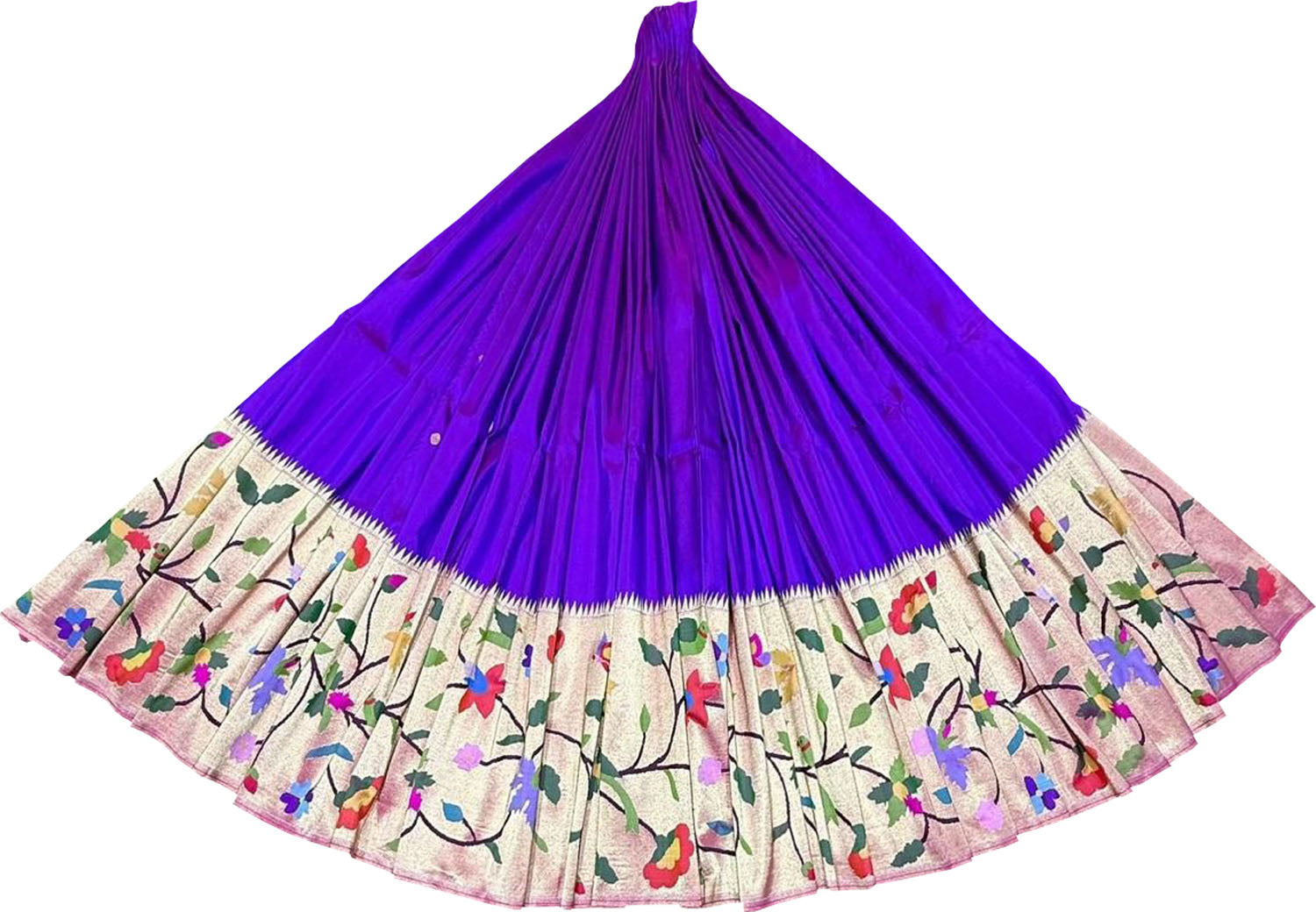 Exquisite Purple Pure Silk Paithani Handloom Lehenga Fabric - Luxurion World