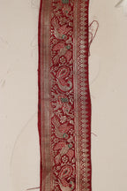 Red Banarasi Handloom Vintage Pure Silk Border Lace ( 1 Mtr ) - Luxurion World