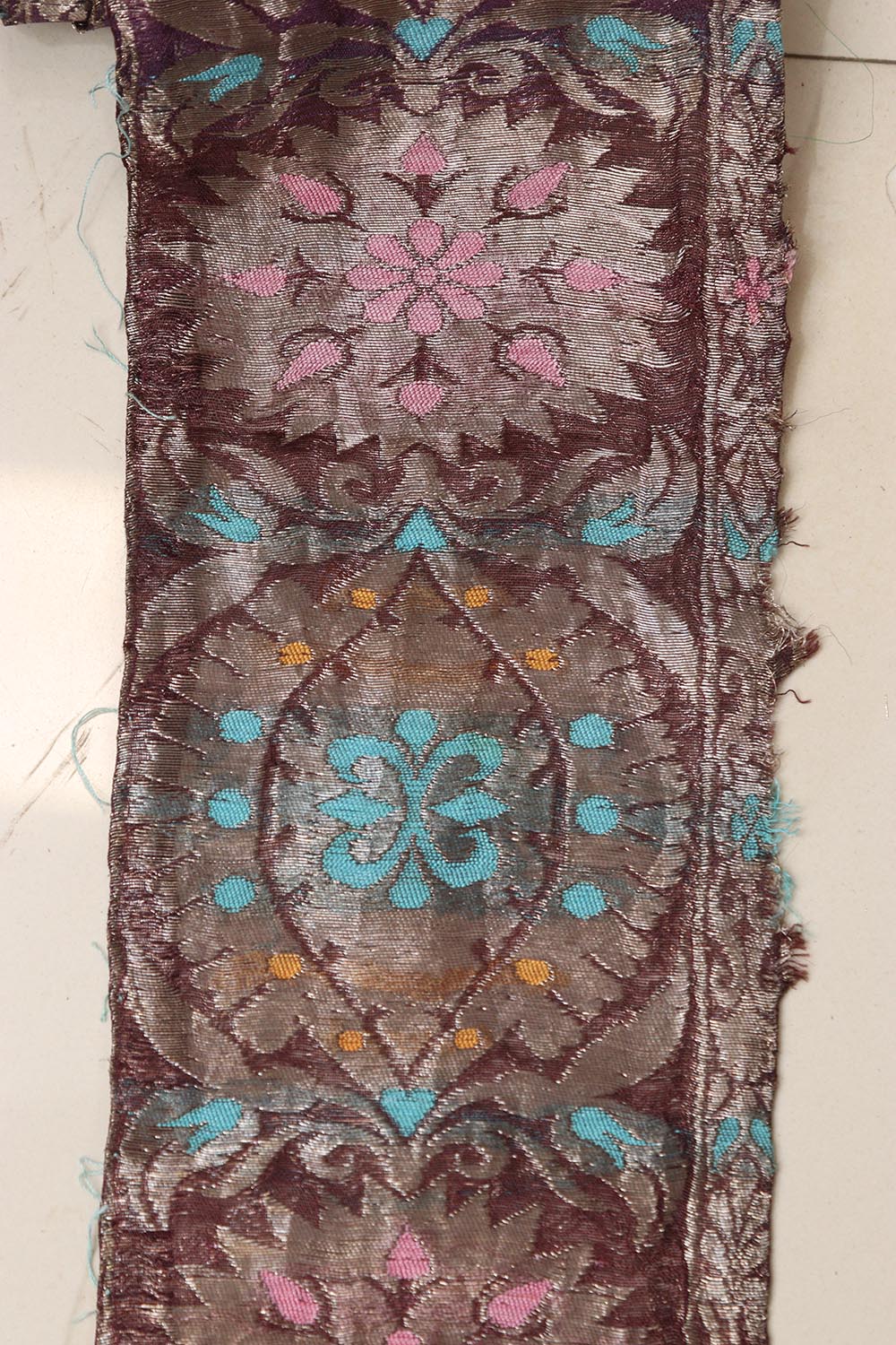 Brown Banarasi Handloom Vintage Pure Silk Border Lace ( 1 Mtr ) - Luxurion World