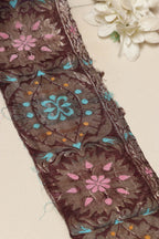 Brown Banarasi Handloom Vintage Pure Silk Border Lace ( 1 Mtr ) - Luxurion World