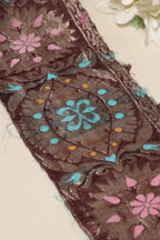Brown Banarasi Handloom Vintage Pure Silk Border Lace ( 1 Mtr ) - Luxurion World