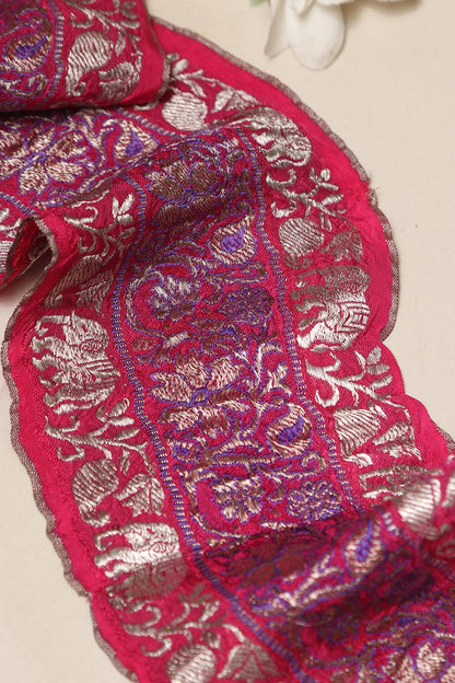 Pink Banarasi Handloom Vintage Pure Silk Border Lace ( 1 Mtr )