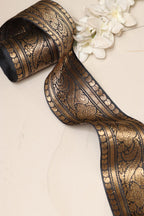 Black Banarasi Handloom Vintage Pure Silk Border Lace ( 1 Mtr ) - Luxurion World