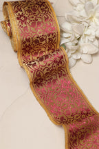 Golden Banarasi Handloom Vintage Pure Silk Border Lace ( 1 Mtr ) - Luxurion World