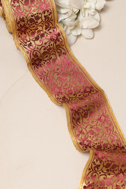 Golden Banarasi Handloom Vintage Pure Silk Border Lace ( 1 Mtr )