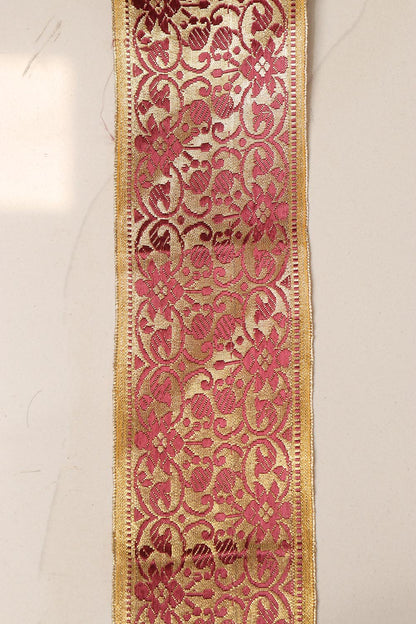 Golden Banarasi Handloom Vintage Pure Silk Border Lace ( 1 Mtr )