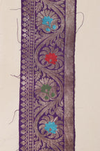Purple Banarasi Handloom Vintage Pure Silk Border Lace ( 1 Mtr ) - Luxurion World