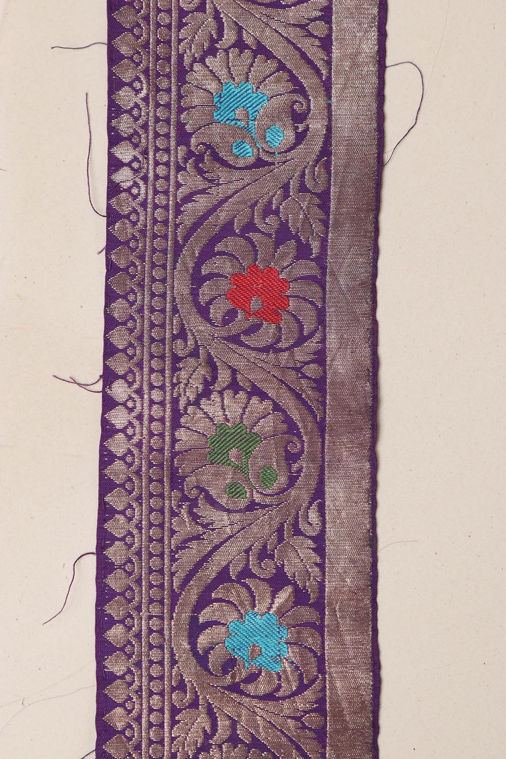 Purple Banarasi Handloom Vintage Pure Silk Border Lace ( 1 Mtr ) - Luxurion World