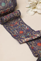 Blue Banarasi Handloom Vintage Pure Silk Border Lace ( 1 Mtr ) - Luxurion World