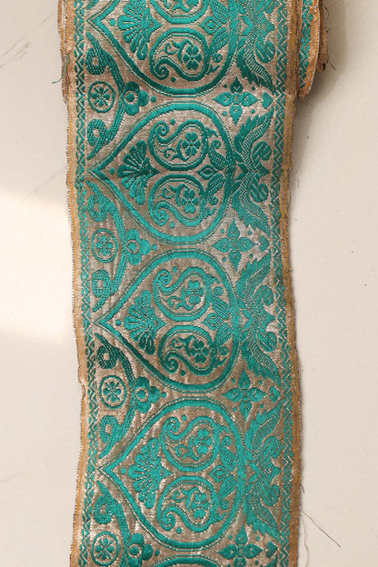 Blue Banarasi Handloom Vintage Pure Silk Border Lace ( 1 Mtr )