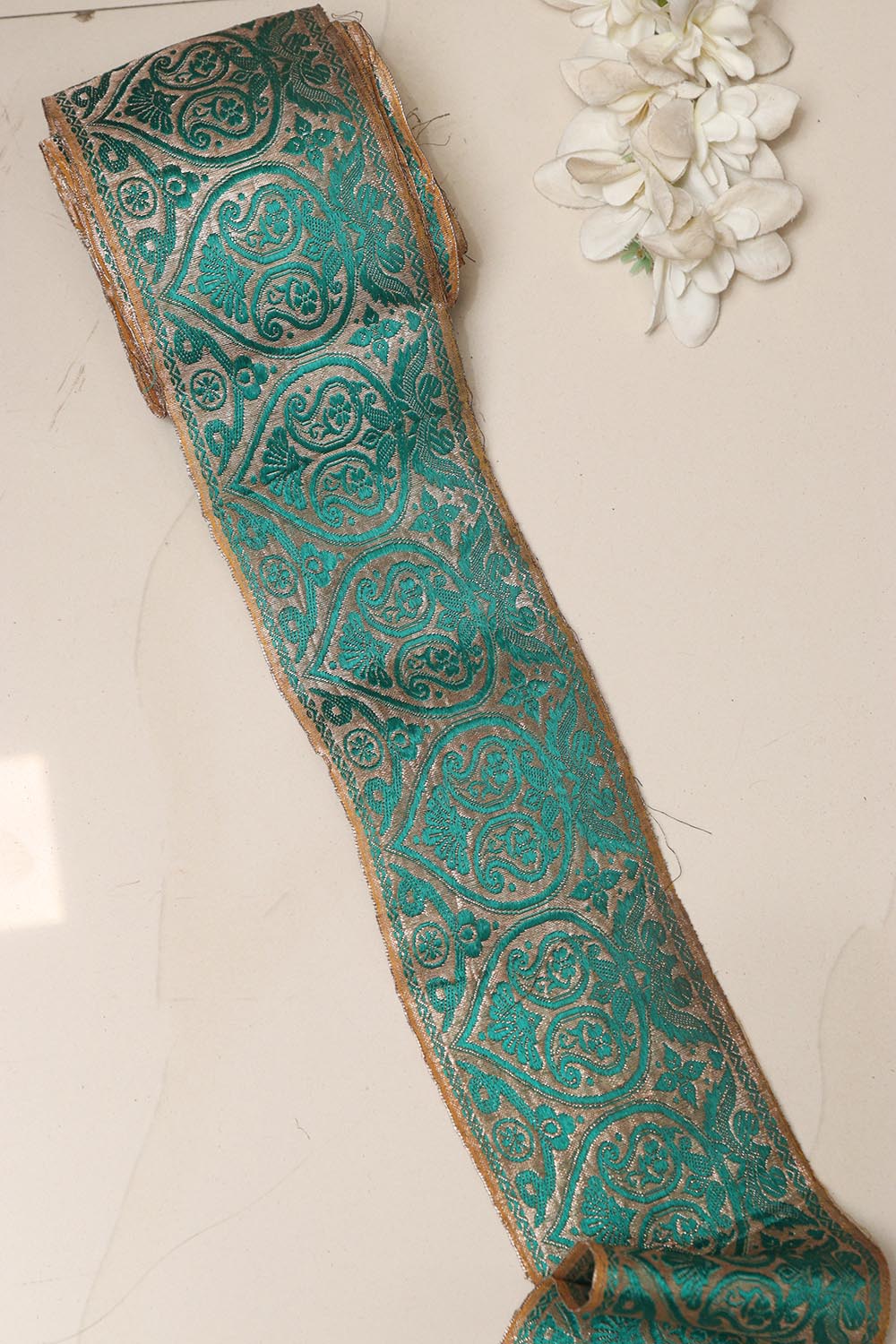 Blue Banarasi Handloom Vintage Pure Silk Border Lace ( 1 Mtr )