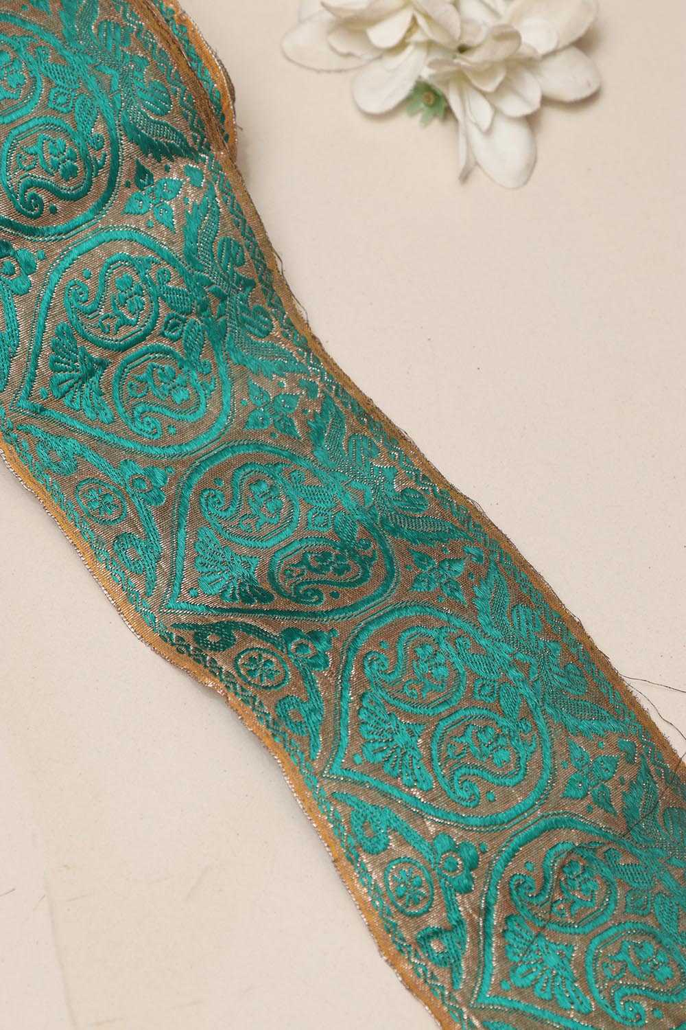 Blue Banarasi Handloom Vintage Pure Silk Border Lace ( 1 Mtr ) - Luxurion World