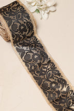 Black Banarasi Handloom Vintage Pure Silk Border Lace ( 1 Mtr ) - Luxurion World