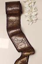 Brown Banarasi Handloom Vintage Pure Silk Border Lace ( 1 Mtr ) - Luxurion World