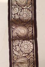 Brown Banarasi Handloom Vintage Pure Silk Border Lace ( 1 Mtr ) - Luxurion World