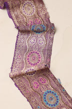 Exquisite Purple Banarasi Handloom Vintage Pure Silk Border Lace ( 1 Mtr ) - Luxurion World