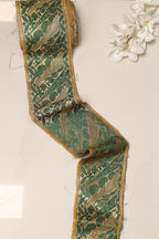 Green Banarasi Handloom Vintage Pure Silk Border Lace ( 1 Mtr ) - Luxurion World