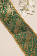 Green Banarasi Handloom Vintage Pure Silk Border Lace ( 1 Mtr ) - Luxurion World
