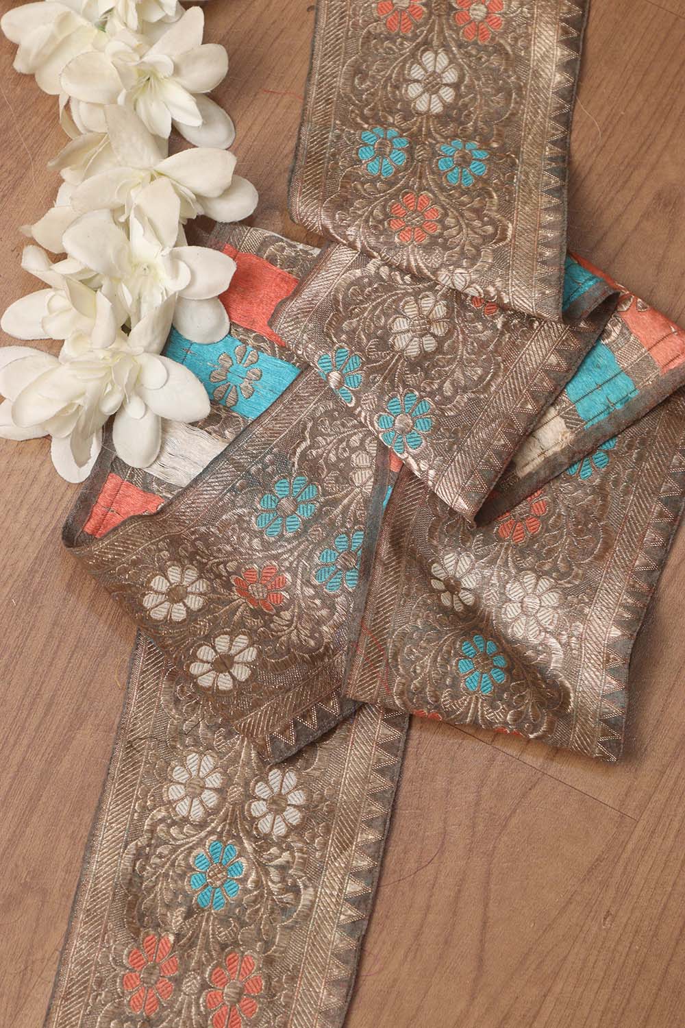 Brown Banarasi Handloom Vintage Pure Silk Border ( 1 Mtr ) - Luxurion World