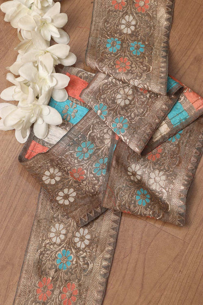 Brown Banarasi Handloom Vintage Pure Silk Border ( 1 Mtr ) - Luxurion World