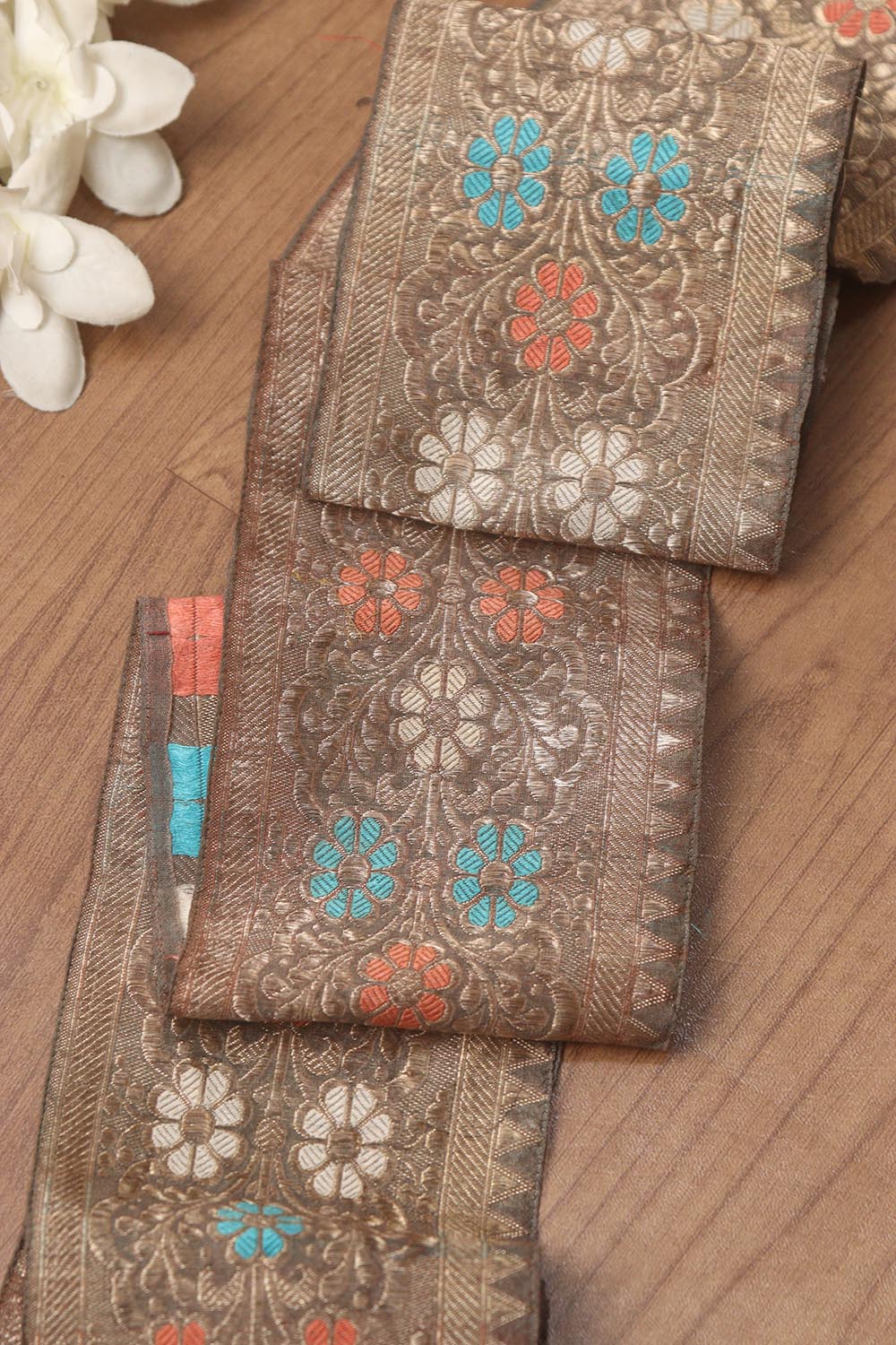 Brown Banarasi Handloom Vintage Pure Silk Border ( 1 Mtr ) - Luxurion World