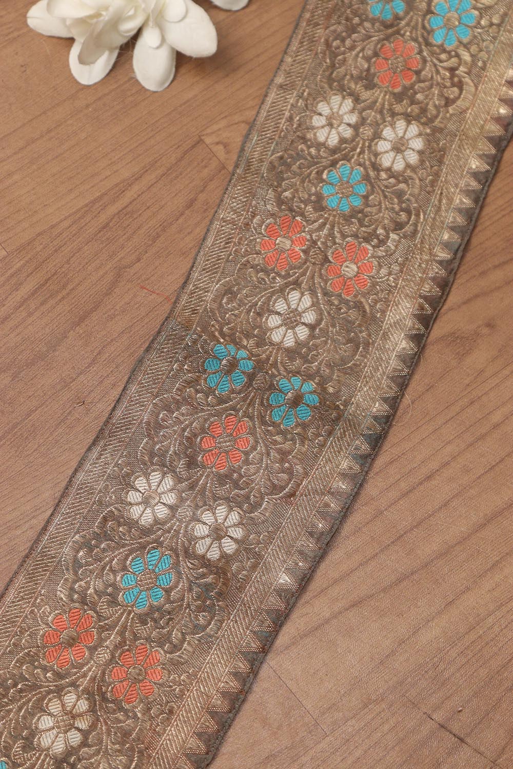 Brown Banarasi Handloom Vintage Pure Silk Border ( 1 Mtr ) - Luxurion World