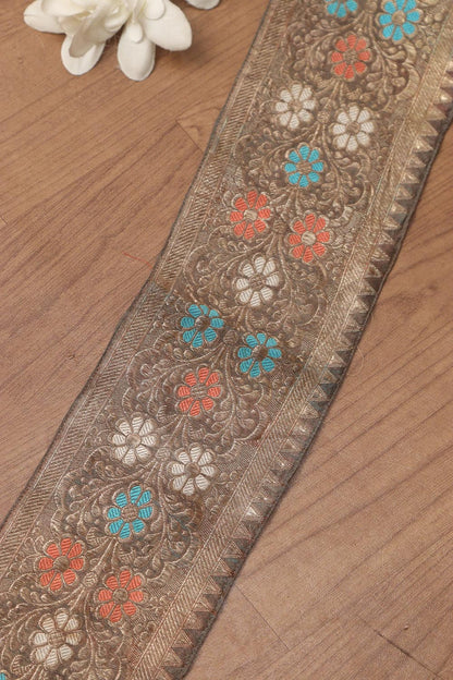 Brown Banarasi Handloom Vintage Pure Silk Border ( 1 Mtr ) - Luxurion World