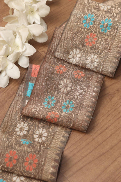 Brown Banarasi Handloom Vintage Pure Silk Border ( 1 Mtr ) - Luxurion World