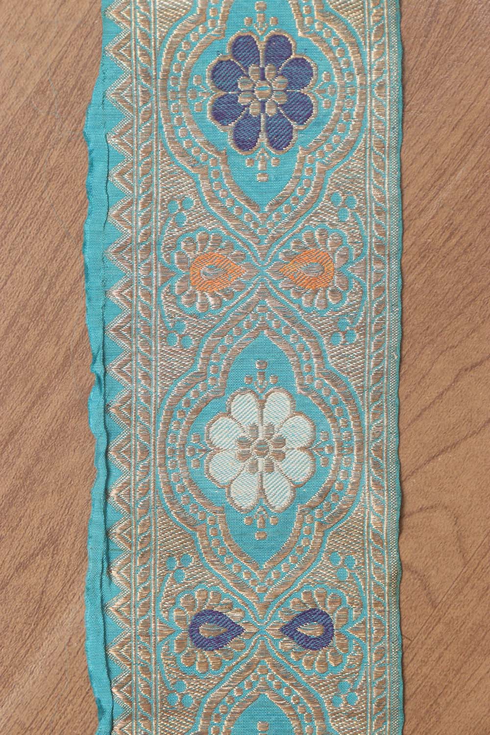 Blue Banarasi Handloom Vintage Pure Silk Border ( 1 Mtr ) - Luxurion World