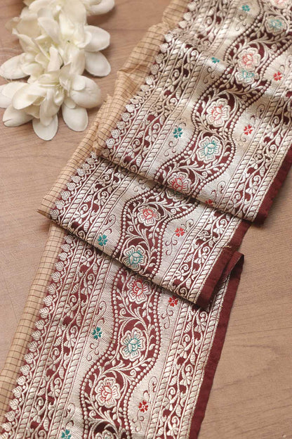 Elegant Maroon Banarasi Handloom Vintage Pure Silk Border ( 0.5 Mtr ) - Luxurion World