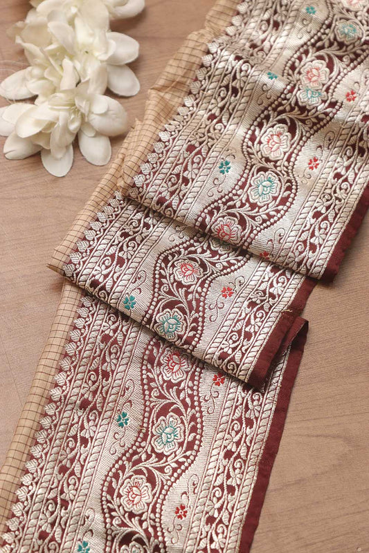 Elegant Maroon Banarasi Handloom Vintage Pure Silk Border ( 0.5 Mtr ) - Luxurion World