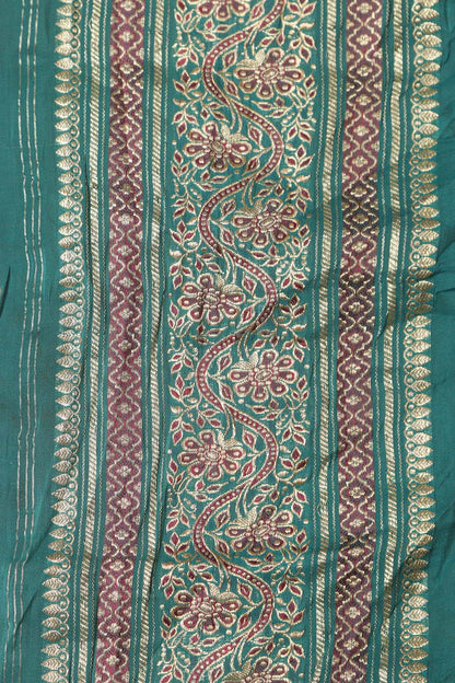 Blue Banarasi Handloom Vintage Pure Silk Border ( 0.75 Mtr ) - Luxurion World