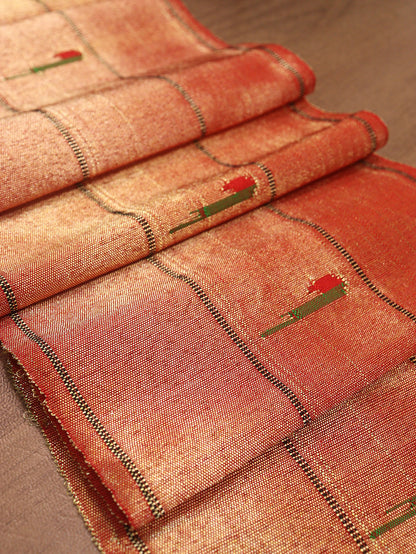 Golden Handloom Paithani Pure Silk Triple Muniya Border ( 1 Mtr ) - Luxurion World