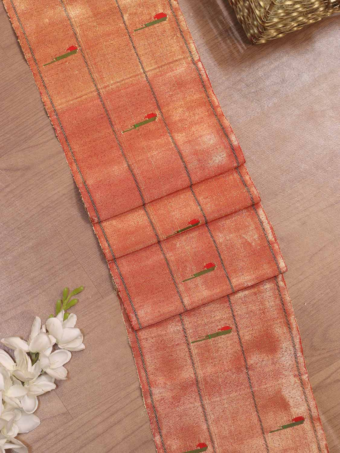 Golden Handloom Paithani Pure Silk Triple Muniya Border ( 1 Mtr ) - Luxurion World