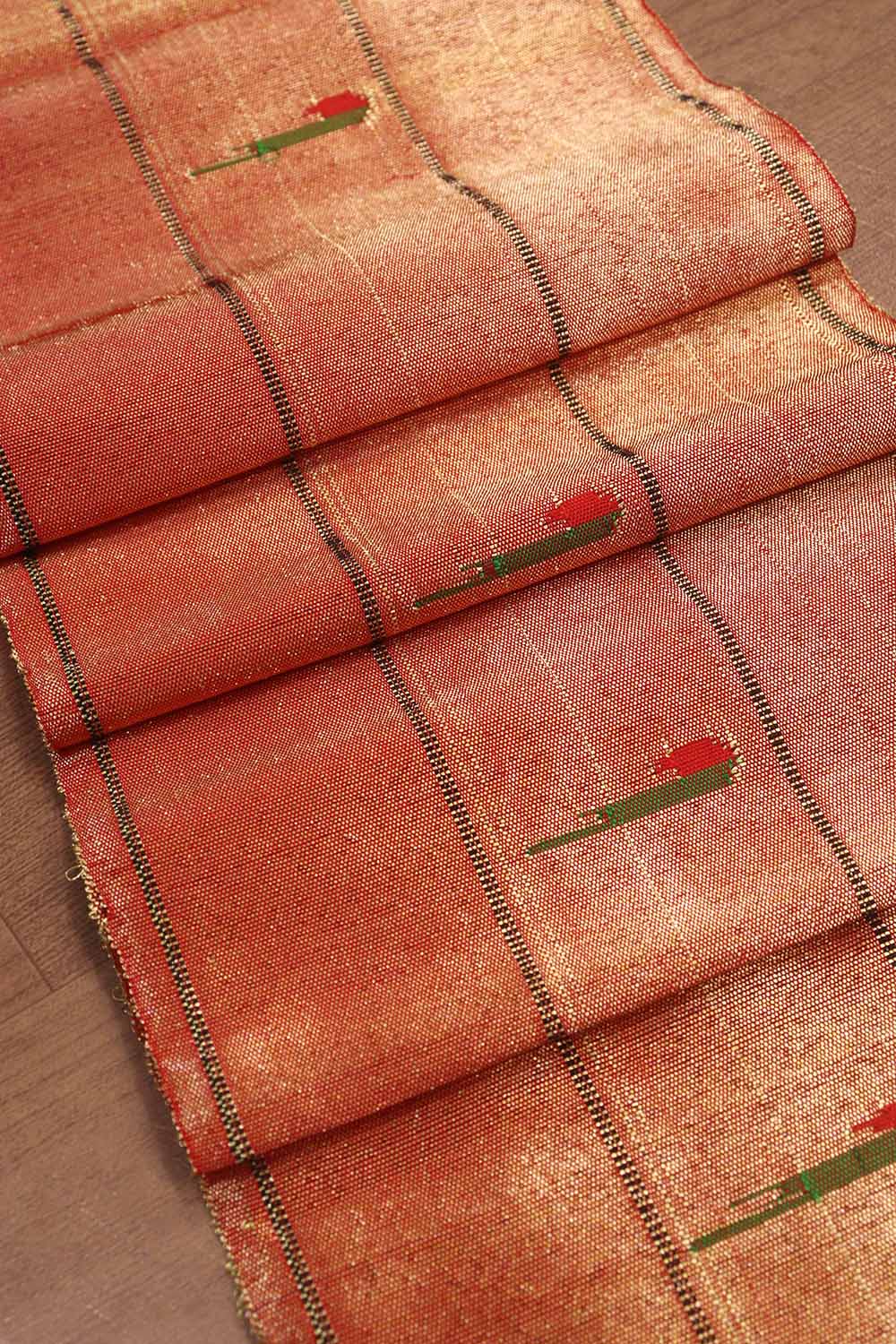 Golden Handloom Paithani Pure Silk Triple Muniya Border ( 1 Mtr ) - Luxurion World