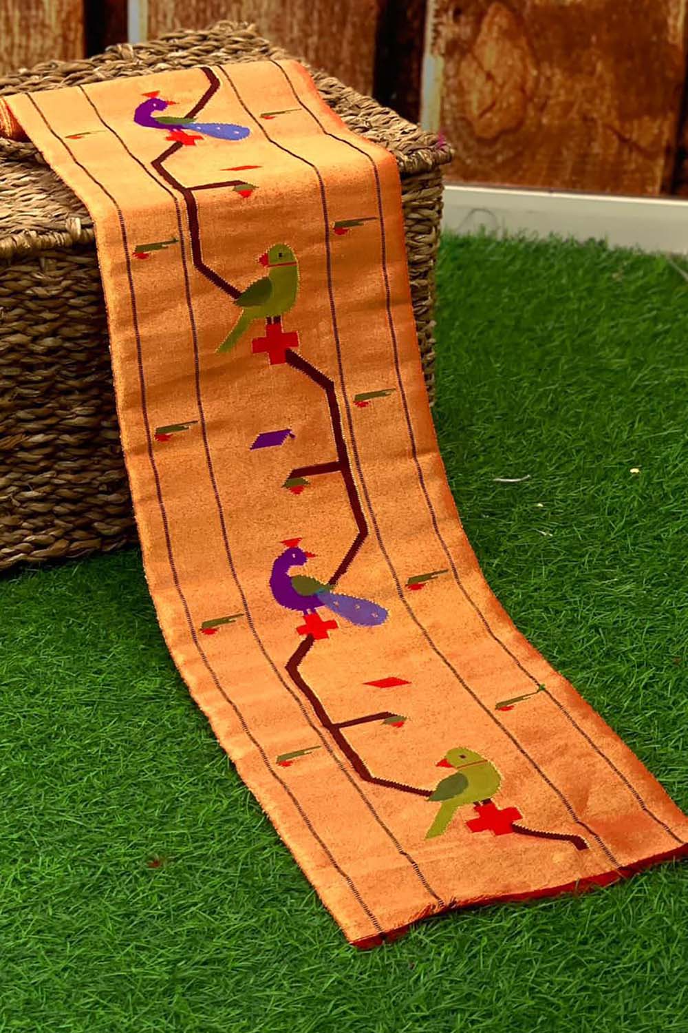 Golden Handloom Paithani Pure Silk Border: 1 Mtr - Luxurion World
