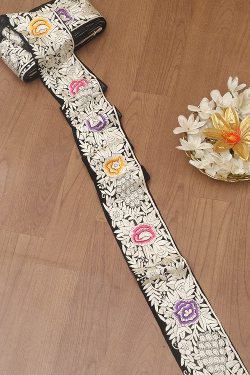 Multicolor Hand Embroidered Parsi Georgette Lace ( 9 Mtr ) - Luxurion World