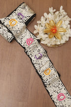 Multicolor Hand Embroidered Parsi Georgette Lace ( 9 Mtr ) - Luxurion World