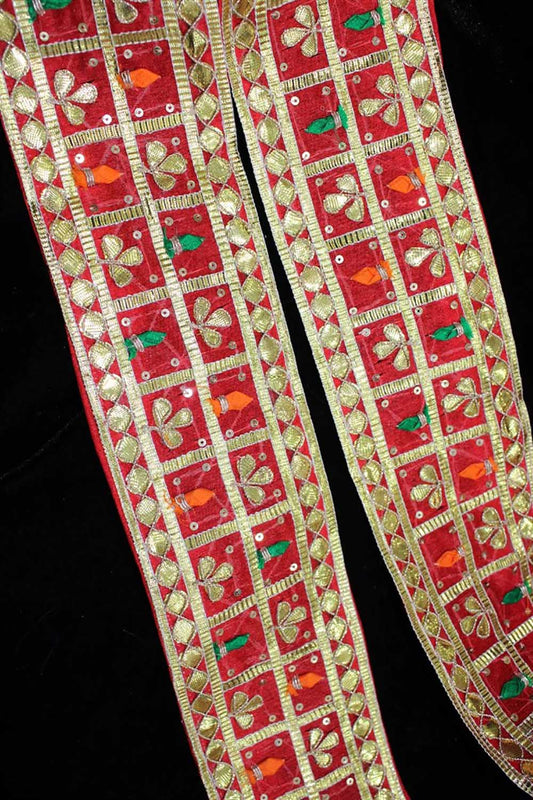 Red Traditional Hand Gota Work Lace ( Roll OF 9 Meter ) - Luxurion World