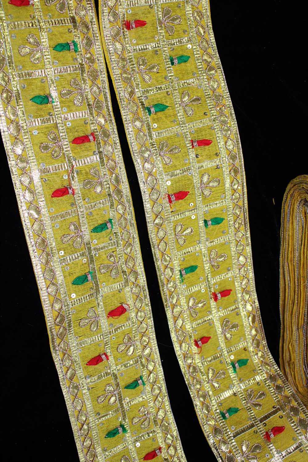Yellow Traditional Hand Gota Work Lace ( Roll OF 9 Meter ) - Luxurion World