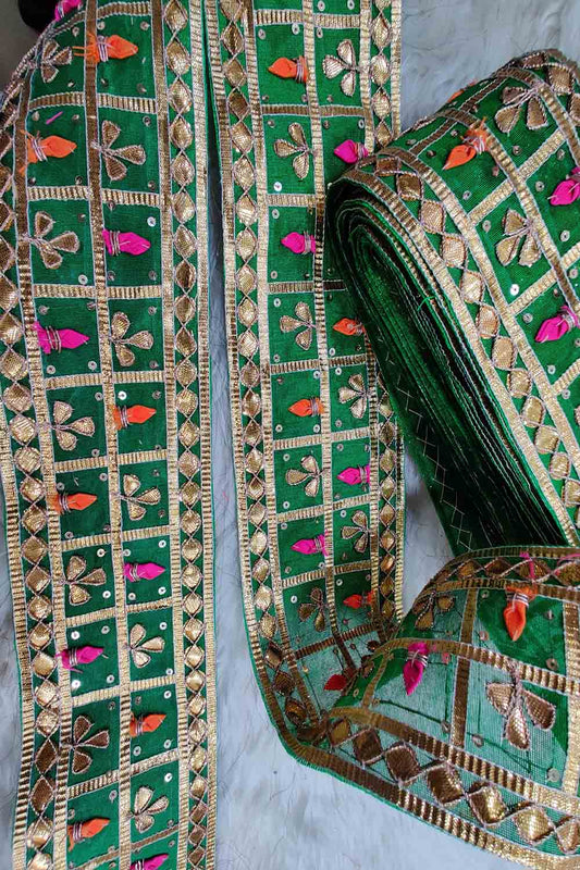 Green Traditional Hand Gota Work Lace ( Roll OF 9 Meter ) - Luxurion World