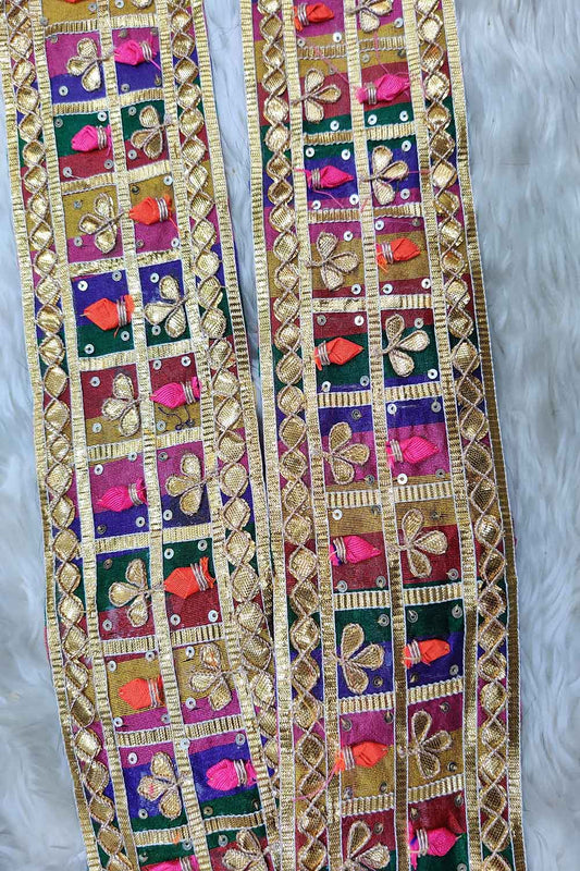 Multicolor Traditional Hand Gota Work Lace ( Roll OF 9 Meter ) - Luxurion World