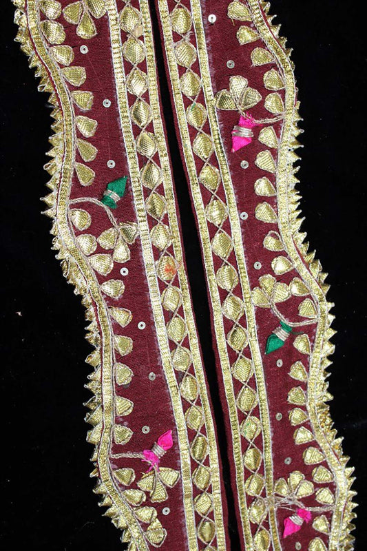 Maroon Traditional Hand Gota Work Lace ( Roll OF 9 Meter ) - Luxurion World