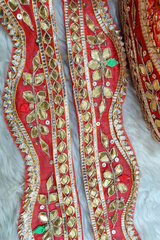 Red Traditional Hand Gota Work Lace ( Roll OF 9 Meter ) - Luxurion World